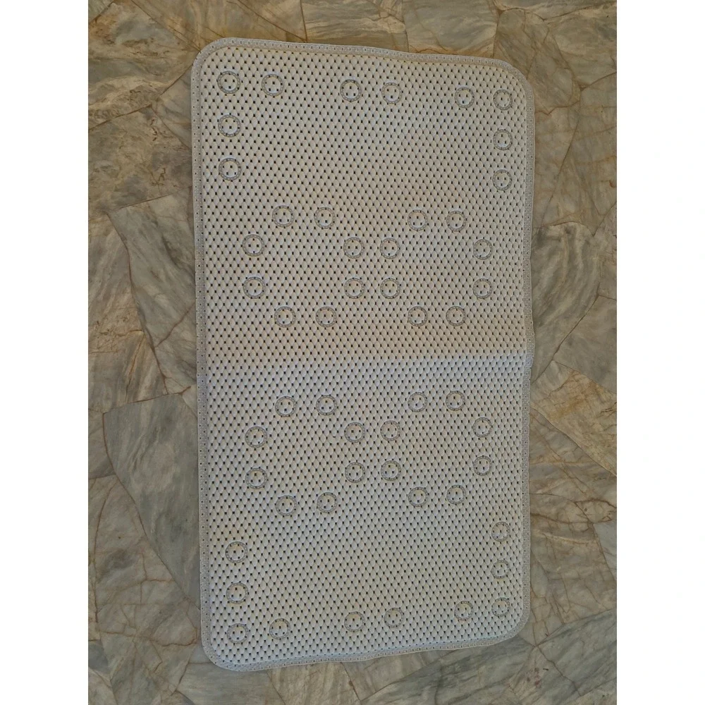 White Non Slip Rubber Bathtub Mat with Suction Cups 27.5x15.5 Rectangle